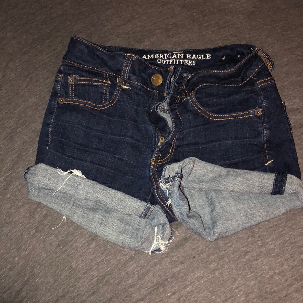 Dark washed denim shorts